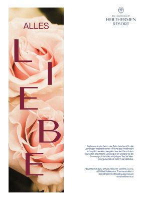 Gutschein mit Bild von rosa Rosen